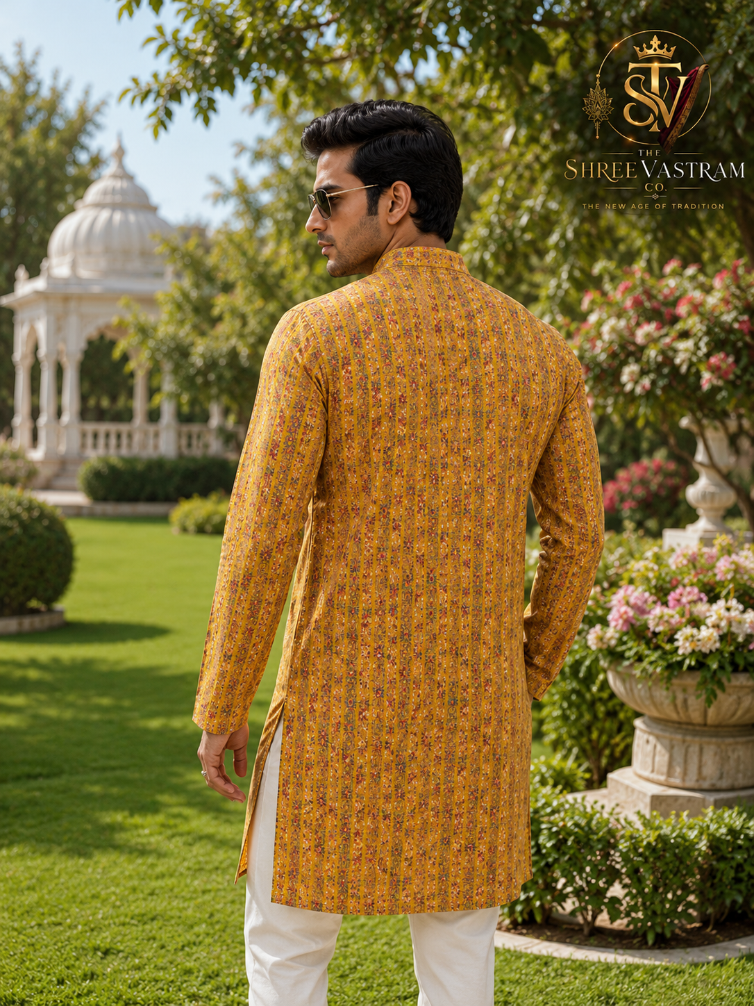 ShreeVastram Mustard Yellow Floral Printed Kurta Set